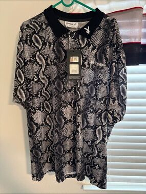 Playboy Black & White Snake Print Polo